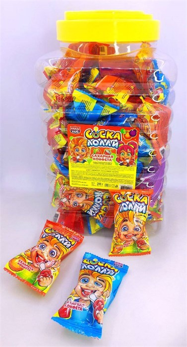 Сахарная конфета "Соска Лолли" ассорти 4 гр. 50 шт. уп. 02345 - фото 1750