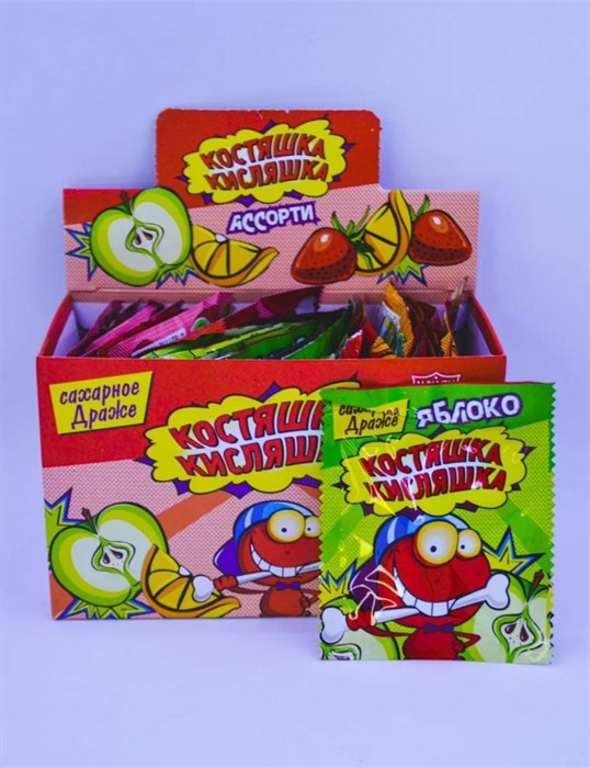 Сахарное драже "Костяшка кисляшка"ассорти 6 гр. 30 шт. уп. 00160 - фото 1793