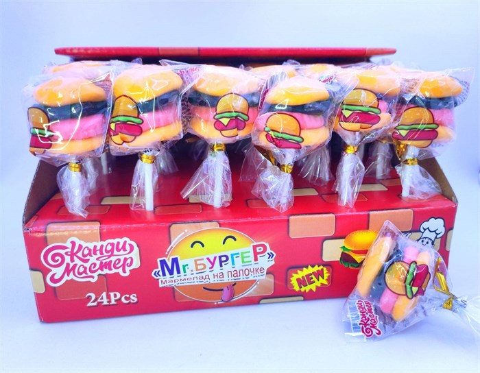 Мармелад "MR. Бургер на палочке" 18 гр. 24 шт. уп. 00971 - фото 1808
