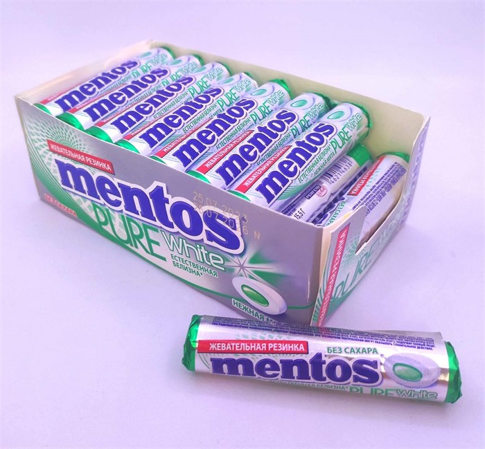 Жевательная резинка "Mentos"  Pure fresh нежная мята 15.5 гр. 24 шт 00761 - фото 1828