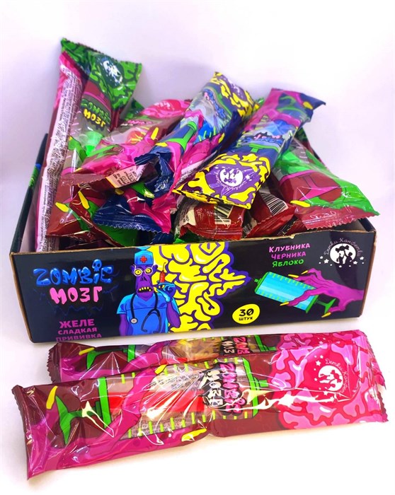 Желе "Zombie Мозг "Сладкая прививка" 9 гр. 30 шт. уп. 01933 - фото 1835