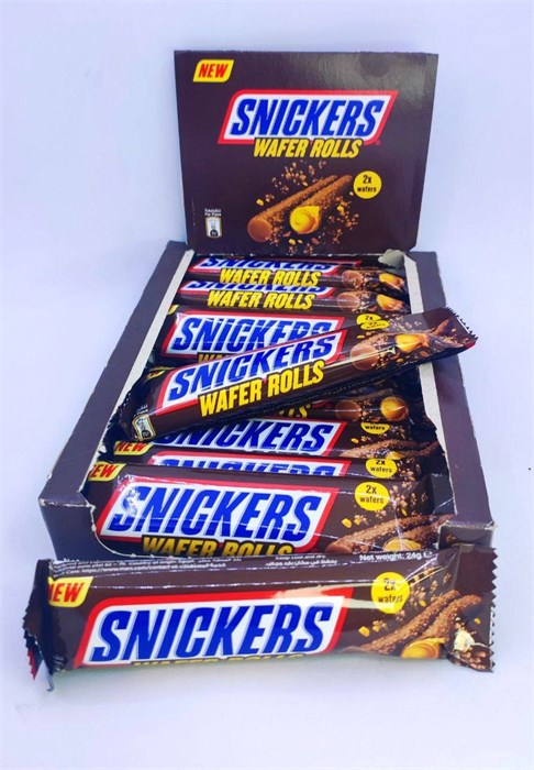 Шоколадный батончик "Snikers" Wafer rolls 24 гр. 12 шт. уп. 02590 - фото 1843