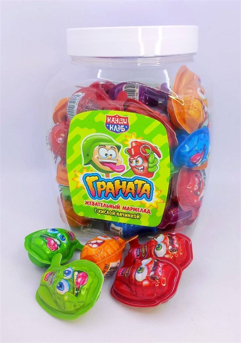 Жевательный мармелад с кислой начинкой "Граната" 10 гр. 50 шт. уп 02891 - фото 2292