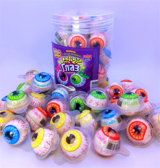 Мармелад "Crazy Глаз" с кислой начинкой 10 гр. 30 шт. уп 00781 - фото 2513