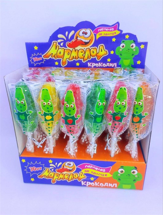 Фигурный мармелад на палочке «КРОКОДИЛ» 14 гр. 30 шт. уп. 02871 - фото 2537