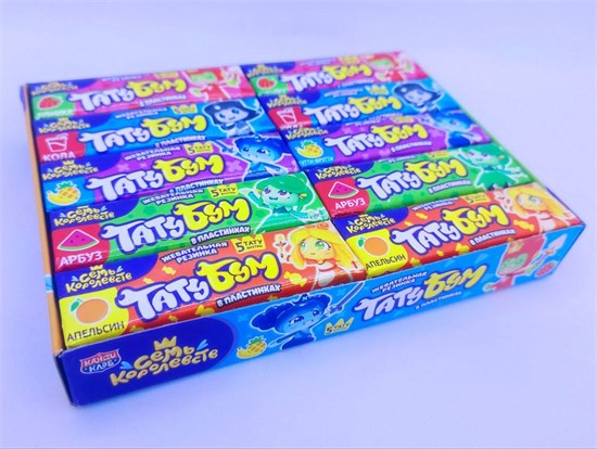Жевательная резинка в пластинках с татуировками "Тату Бум" ассорти (Семь Королевств) 12,5 гр, 20 шт. уп. 02888 - фото 2790