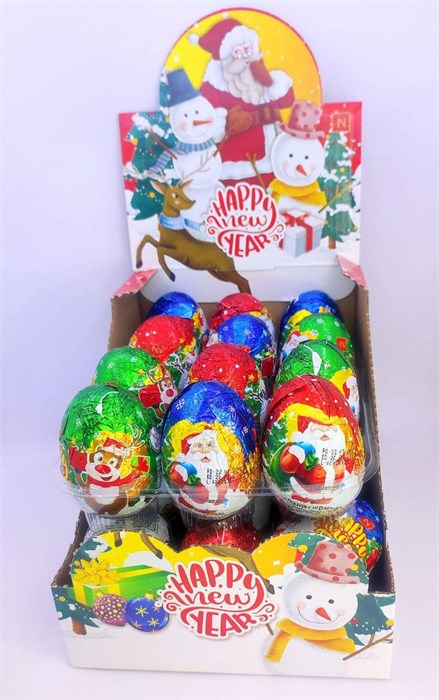 Изделие из кондитерской глазури с сюрпризом (яйцо) "HAPPY NEW YEAR" 25 гр. 24 шт. уп. 02855 - фото 2822