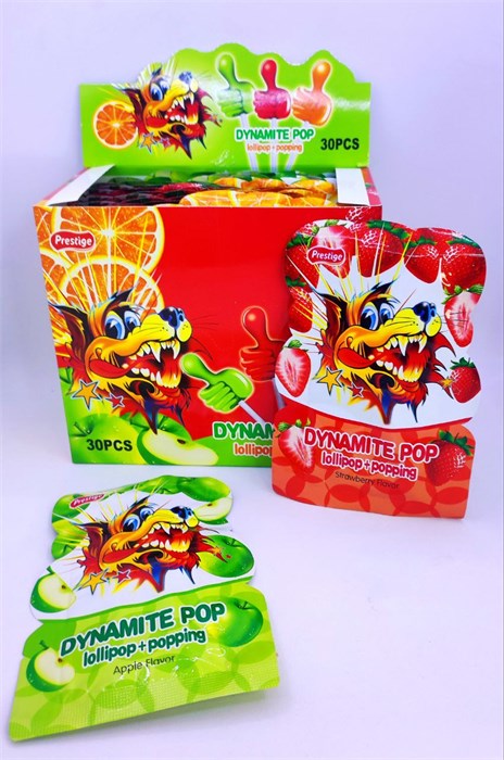 Карамель на палочке с кислой пудрой "DINAMITE POP" ассорти 9 гр. 30 шт. уп. (МТ) 02731 - фото 3025