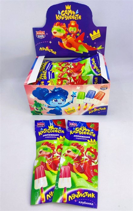 Карамель на неоновой палочке "Лучистик Мороженое" семь королевств ассорти 10гр*30шт* 00431 - фото 3197