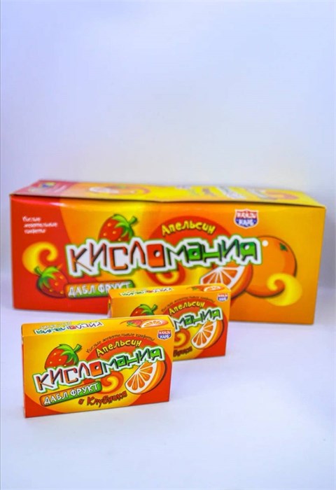 Жевательные конфеты "Кисломания дабл фрукт" арбуз и ананас 14 гр. 30 шт. уп 00665 - фото 3296