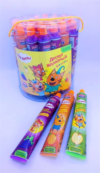 Десерт желейный "Зубная паста" ассорти (Три кота) 55 гр. 30 шт. уп. 02816 - фото 3433