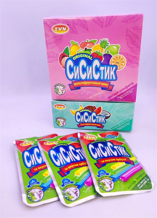 Мягкая конфета «СИ СИ СТИК»TM» с тату микс, персик, ананас, личи 5 гр. 24 шт. уп. (ЗВН) 02733 - фото 3739