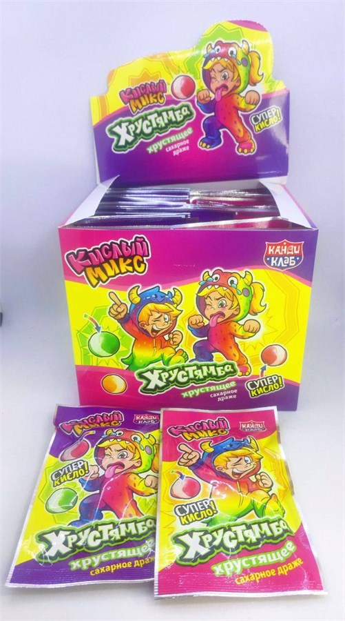 Хрустящее сахарное драже "Хрустямба. Кислый Микс" 10 гр. 30 шт. уп 02964