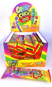 Жевательный мармелад в кислой обсыпке «CRAZY GUMMY. CRAZY STICK» ассорти 20 гр. 24 шт. уп. 01804