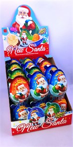 Пластиковое яйцо "NEW SANTA" сюрприз и шоколадный десерт (ДЕД МОРОЗ) 15 гр. 24 шт. уп. 01556