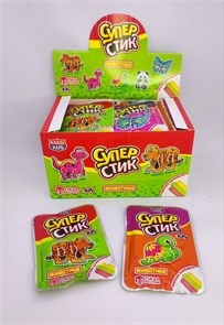 Мягкая карамель с игрушкой и татуировкой "Супер Стик с 3D пазлом" (животные) 5 гр. 40 шт. уп. 02596