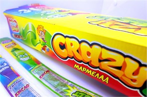 Мармелад в кислой обсыпке "CRAZY GUMMY CRAZY BELT" (кислый ремешок) тутти -фрутти 15гр*54шт* 00684