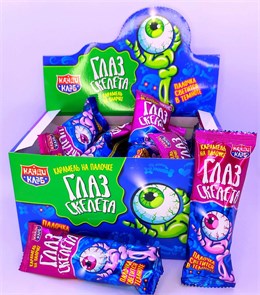 Карамель на неоновой палочке "Глаз скелета" ассорти 10гр*30шт* 01103