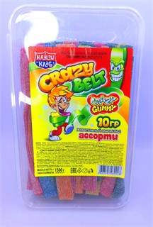 Жевательный мармелад в кислой обсыпке «CRAZY GUMMY CRAZY BELT» ассорти 10 гр. 150 шт. уп 01381